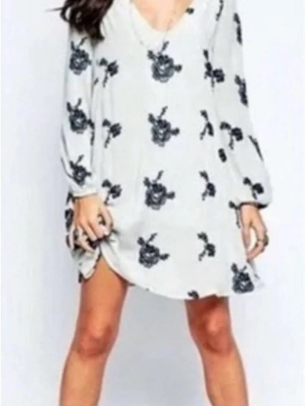 Free People Emma Embroidered Floral Peasant Babydoll Mini Dress w/Pockets Size S - Picture 3 of 16